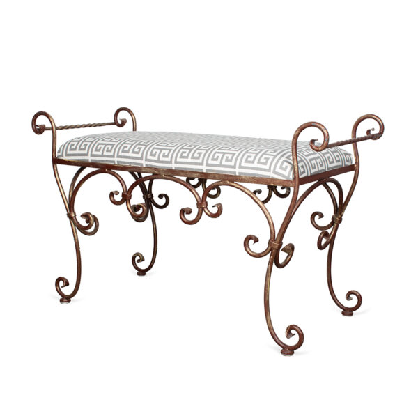 upholstered iron bench