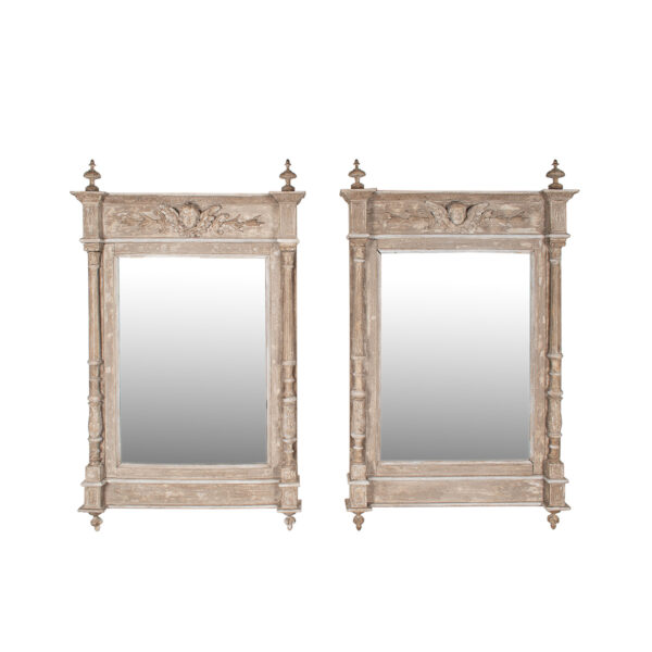 pair of pine mirrors with cherubs