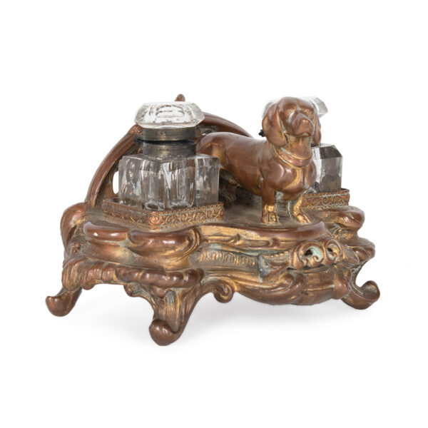 dachshund bronze inkwell