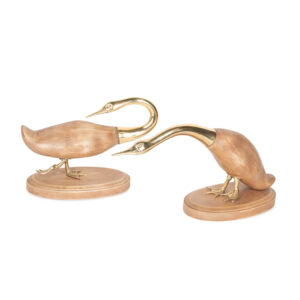 Pair of Pine and Brass Geese by Sarreid