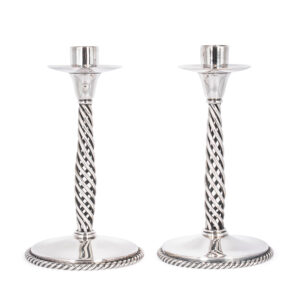 Pair of Sterling Open Twist Candlesticks, Mid 20th Century- Gerbruder Dehyle / Germany