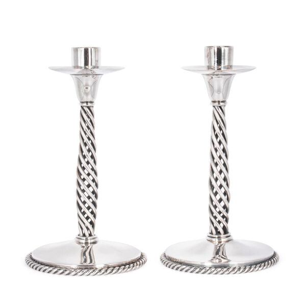 Pair of Sterling Open Twist Candlesticks, Mid 20th Century- Gerbruder Dehyle / Germany