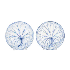 blue and white plates