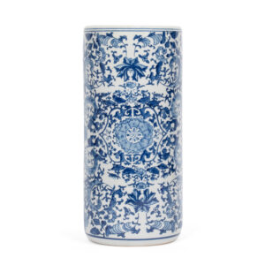 blue and white umbrella stand