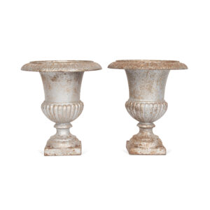 Pair of Painted Iron Urns