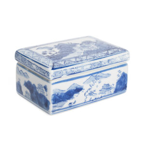 Blue and White Chinoiserie Ink Box with Lid