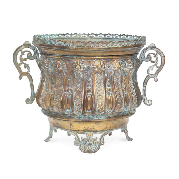 French Brass Cache Pot with Liner