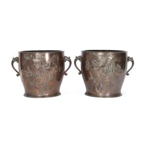 Pair of Meiji Period Bronze Jardinieres
