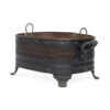 Vintage Black Painted Tole Footed Planter with Copper Liner
