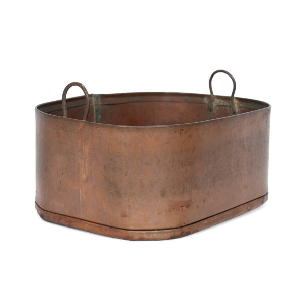 Vintage Black Painted Tole Footed Planter with Copper Liner - Image 9