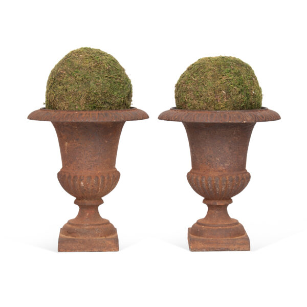 Pair of Cast Iron Garden Urns