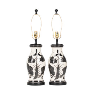 Pair of John Richard Black and White Lamps