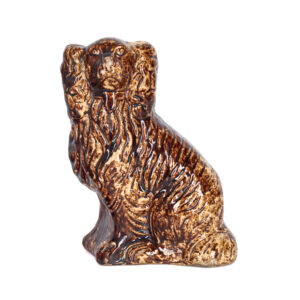 19th Century Bennington Pottery Rockingham Brown Glaze Yellowware Spaniel