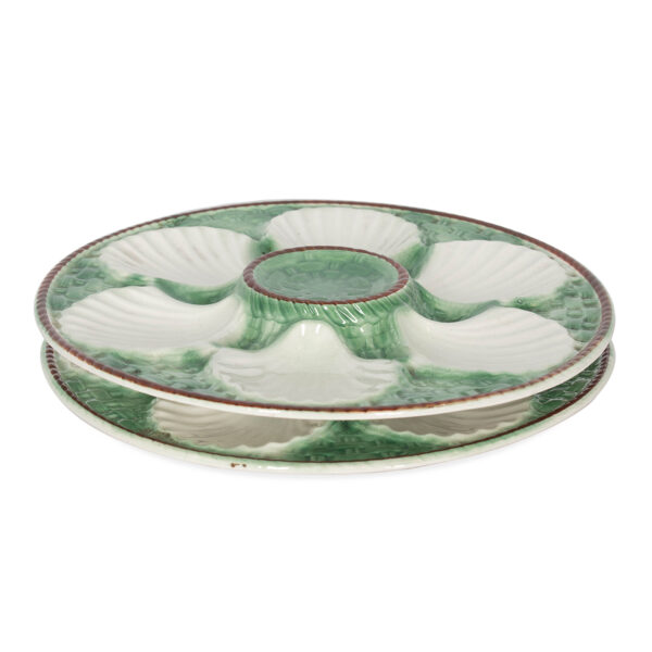Pair of French Majolica Longchamp Oyster Plates, circa 1930 - Image 4