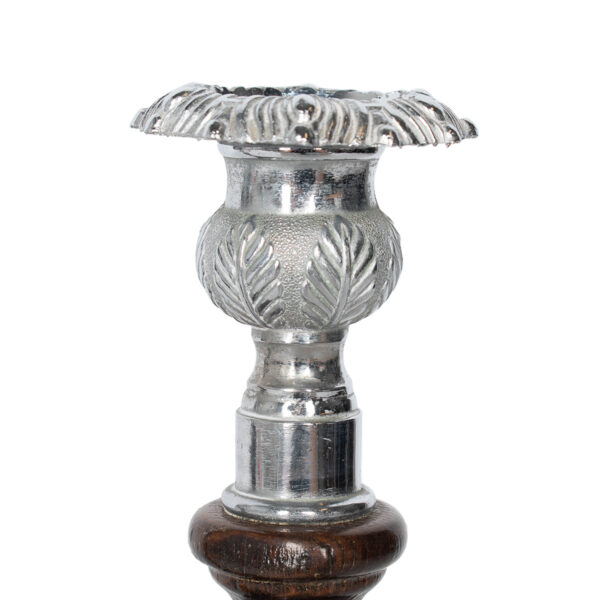 Pair of English Oak and Silver Barley Twist Candlesticks - Image 8