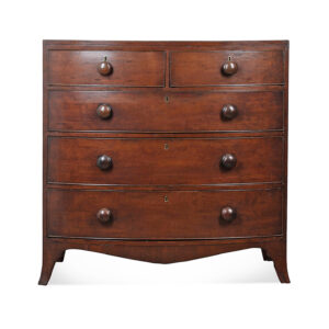 English Mahogany Inlaid Caddy Top Bowfront Chest