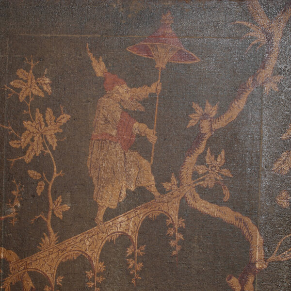 Italian Leather Chinoiserie Screen- from Venice, circa 1850 - Image 5