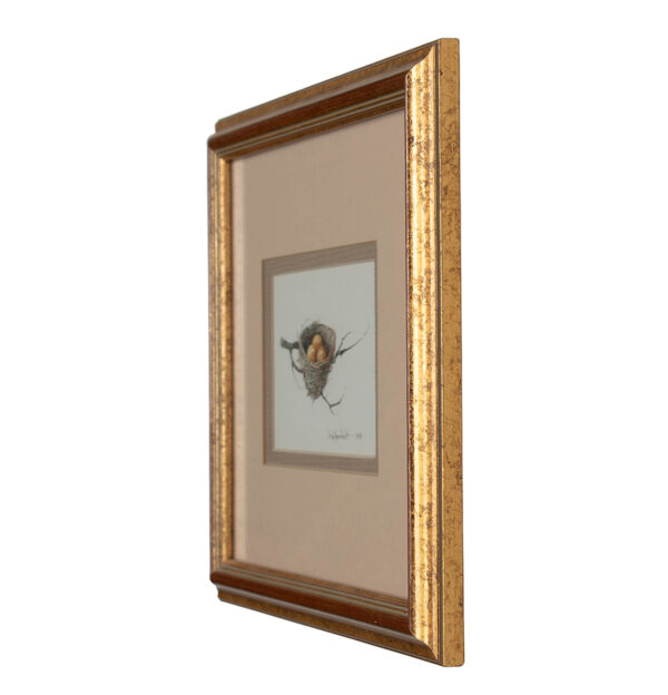 Framed Watercolor- Eggs in Nest on a Branch, signed 'Carolyn Knight' - Image 4