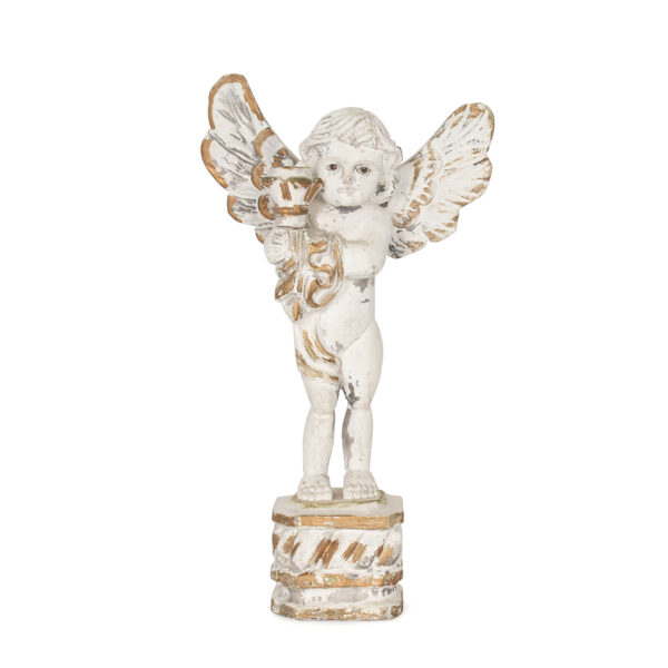 wooden angel Santos with glass eyes