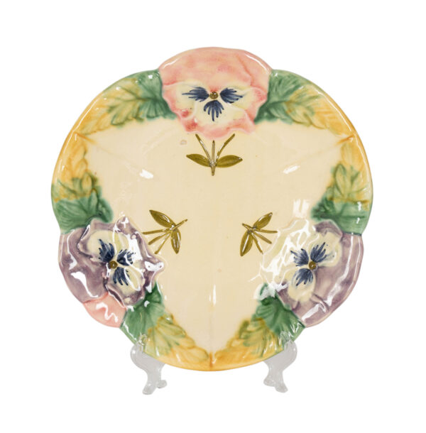 majolica pansy plate