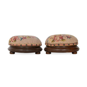 Pair of English Needlepoint Footstools
