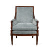 Custom Made Blue Chenille Directoire Style Bergere Arm Chair, Made by Hickory Chairs
