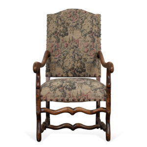 18th C French Walnut Os De Mouton Chair with Tapestry Upholstery