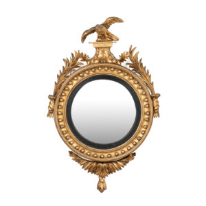 Mid 19th Century Carved and Giltwood Bullseye Mirror Surmounted by an Eagle for sale