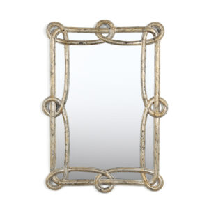 Italian Wood Carved Silver Leaf Mirror for sale