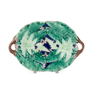 majolica platter with handles