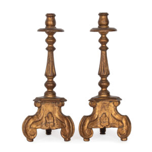 pair of gilt wood candlesticks