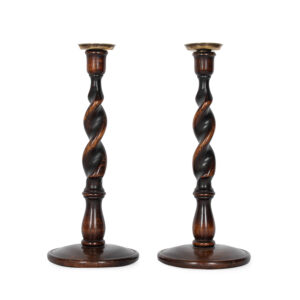 Pair of English Oak Candlesticks