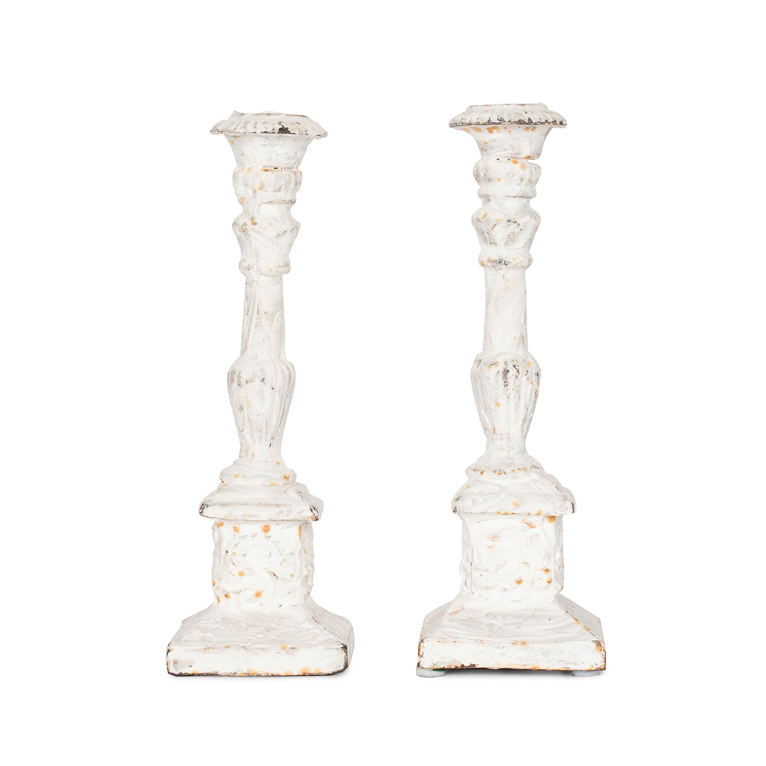 pair of white painted candlesticks for sale