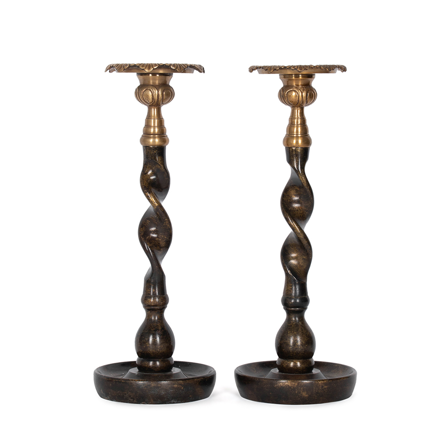 Pair of Metal Candlesticks for sale