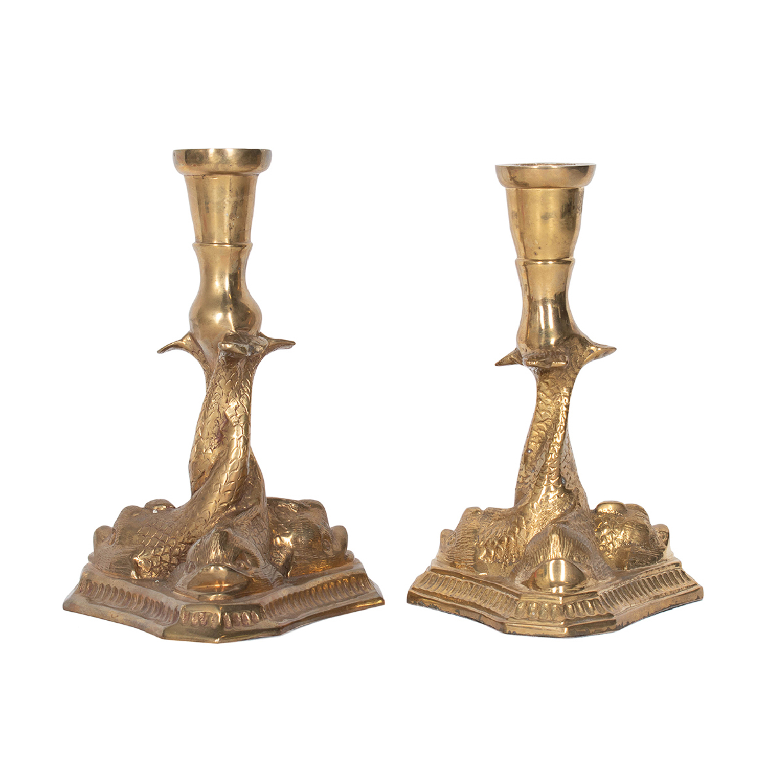 Mottahedeh Brass Dolphin Candlesticks for sale