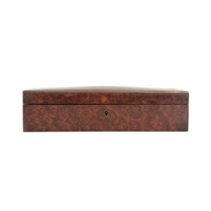 19th C Boulle Burl Walnut Box with Brass Detail for sale