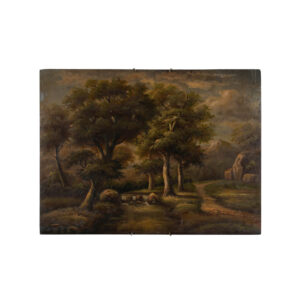 Signed 1800s Landscape Oil Painting on Board for sale