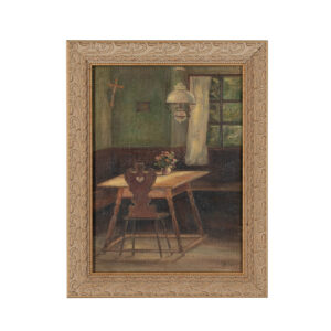 Interior Room Scene Oil on Canvas - Signed for sale