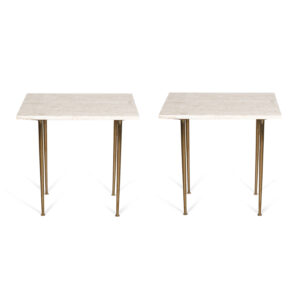 pair of mcm tables with brass legs for sale