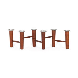 MCM L. Jensen Aluminum and Teak 6 Candle Holder