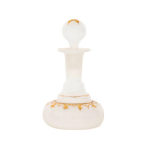 19th C. French Opaline Perfume Bottle with Gilt Decoration