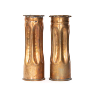 Pair of British WWI Trench Art Vases 18 Pounder Artillery Shells - 1917