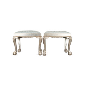 Pair of Silver Leaf Chippendale Style Stools