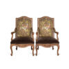 Pair of Century Armchairs in Schumacher Duralee Prairie Bird Fabric with Mohair Seat