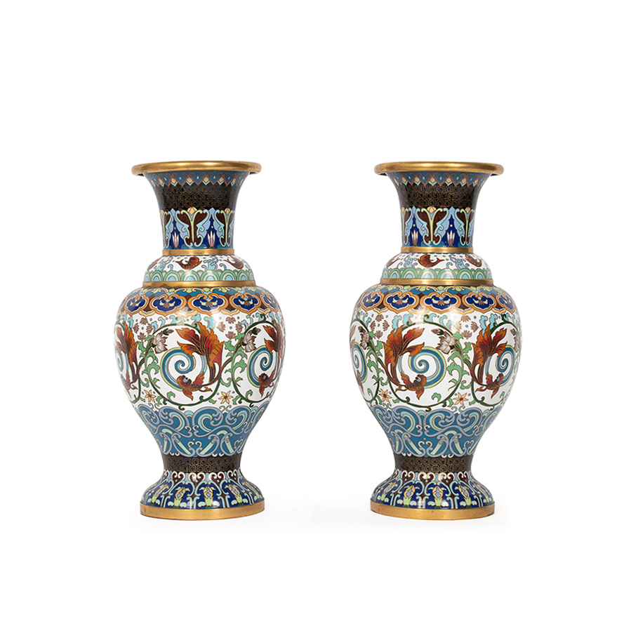 Pair of Cloisonné Vases (Stands Included) - Image 3