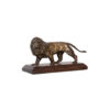Bronze Lion Figure on Oak Base