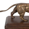 Bronze Lion Figure on Oak Base