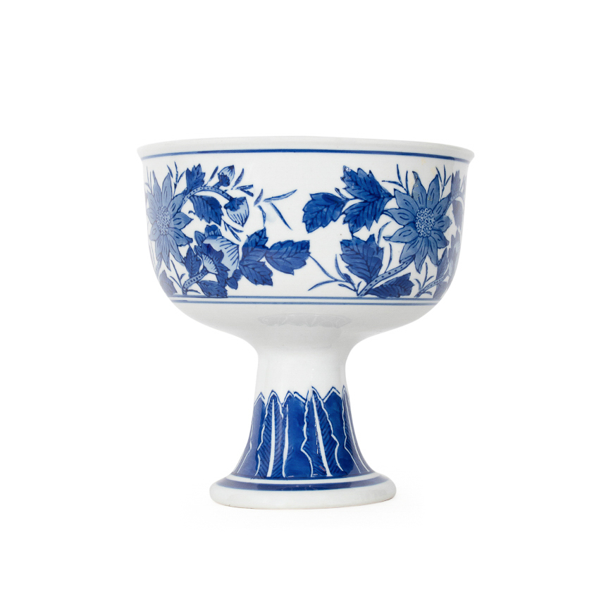 Blue and White Footed Pedestal Bowl - Image 6