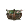 Green Floral Cloisonné Bowl with Duck Stand