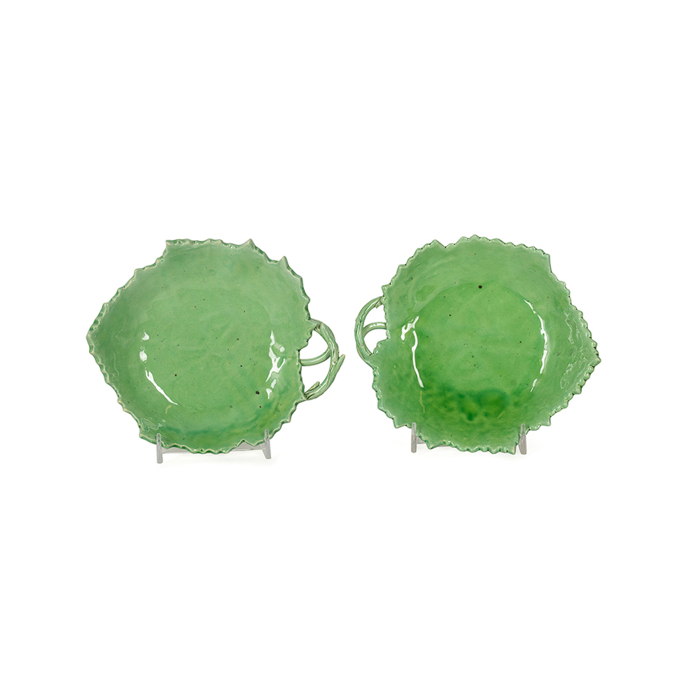Pair of Green Leaf Dishes